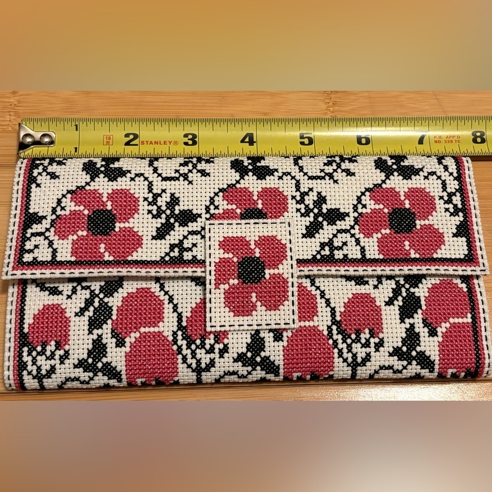 Needlepoint Wallet Floral Handmade Cross Stitch Boho Cottagecore - Picture 6 of 7